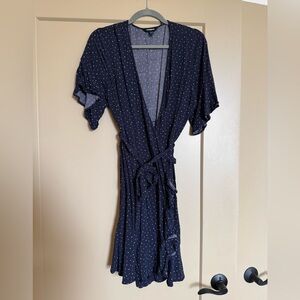 Express Navy Polka Dot Wrap Dress